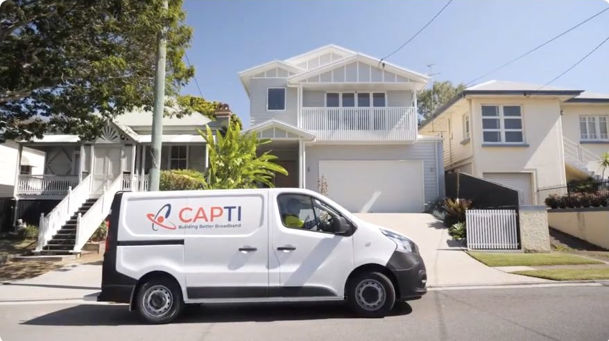 Capti-branded service van on a Brisbane residential street